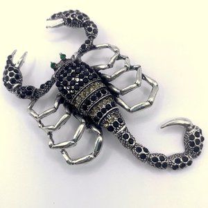 New 3D Rhinestone Movable Large Insect SCORPION Arachnid Brooch Pin 3.25"